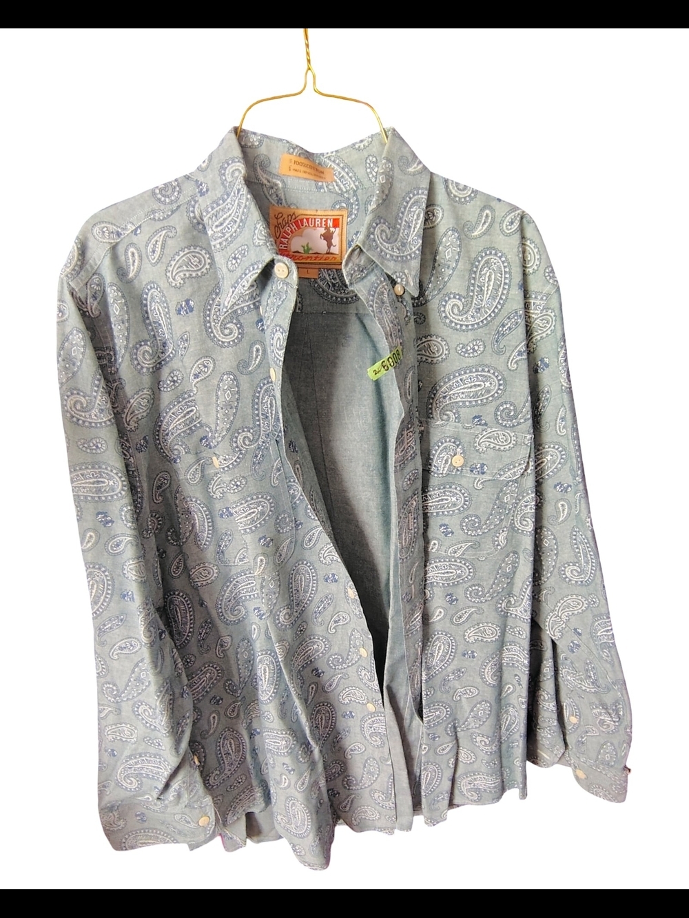 Ralph Lauren Light Blue Paisley Button-Down Shirt L